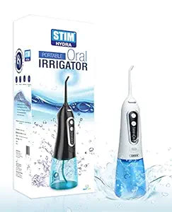 STIM Hydra Expert Oral Water Flosser | Portable Cordless Irrigator with 5 Tips, 8 Modes & 300ml Tank | Rechargeable & Waterproof