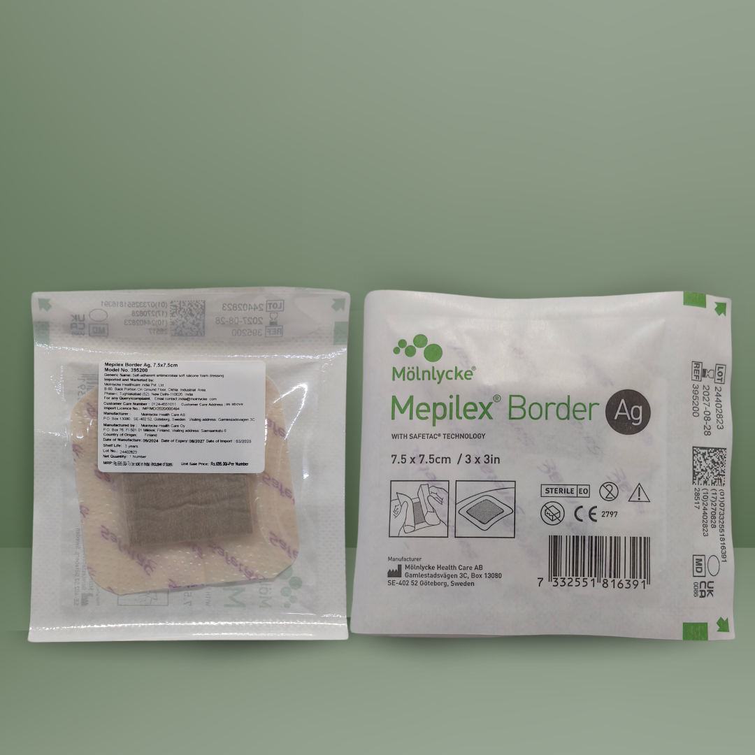 Mepilex Border Ag Antimicrobial Foam Dressing (7.5 x 7.5 cm) 395200 (2 Pcs)