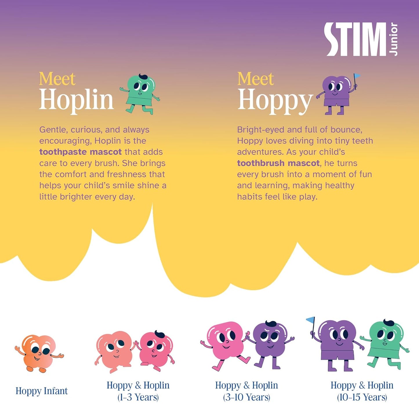 STIM Hoppy Junior Toothbrush for 10–15 Years | Soft Bristles | Pack of 3