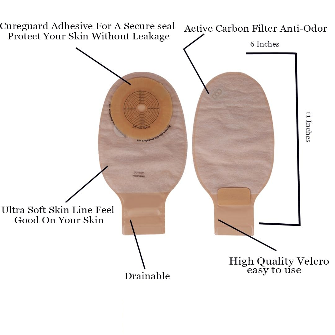 Bao-Health One Piece Classical Pouch With Filter, Velcro Closure, Opaque With Soft Panel On Both Sides 60mm (1146008F)