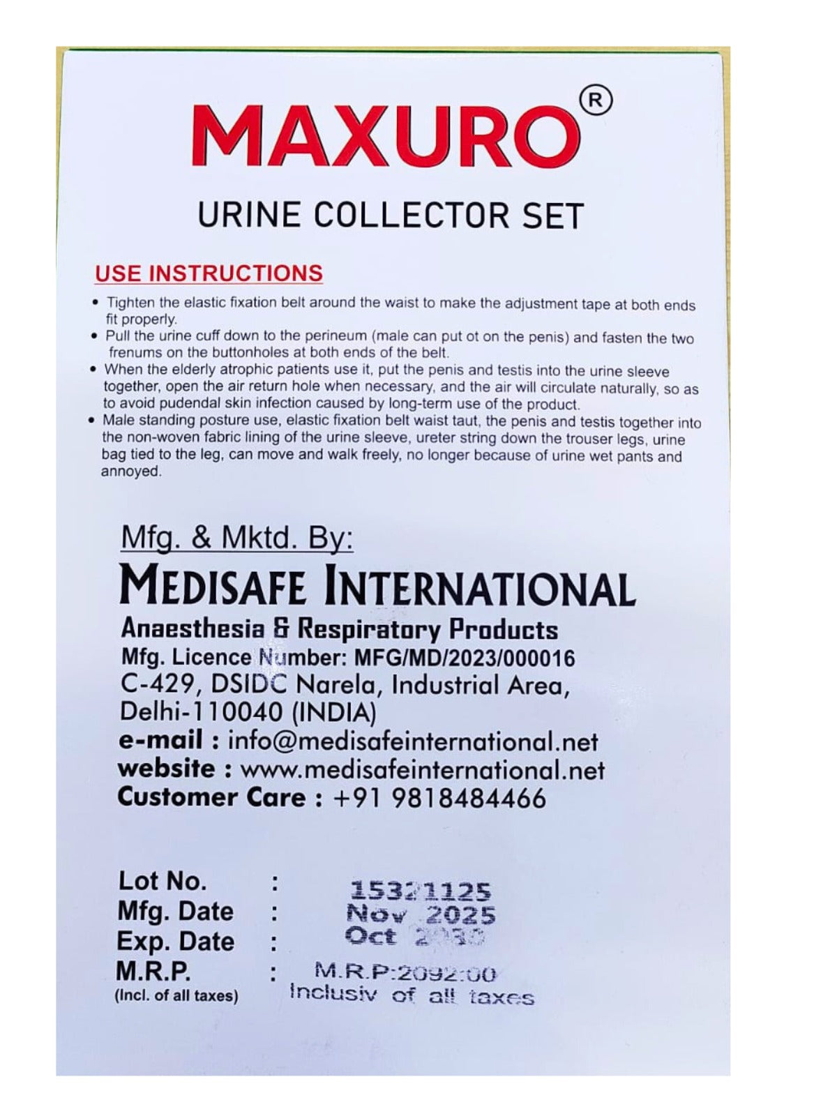 URINE COLLECTOR SET 1 PCS
