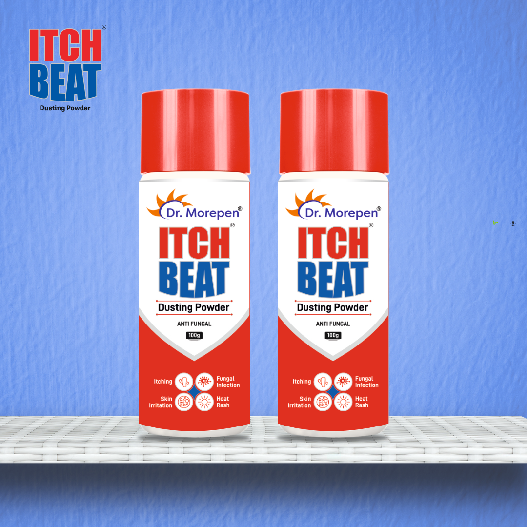 Dr. Morepen Itch Beat Dusting Powder – 100g Pack of 6 | Antifungal Powder for Prickly Heat, Itching & Skin Irritation