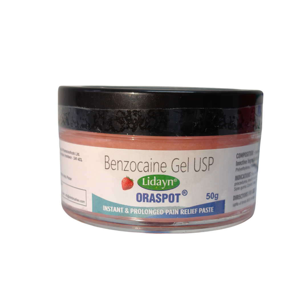 Lidayn Oraspot Benzocaine Gel USP 50g | Instant Pain Relief for Toothache, Braces, Sores & Denture Irritation (2 Pcs)