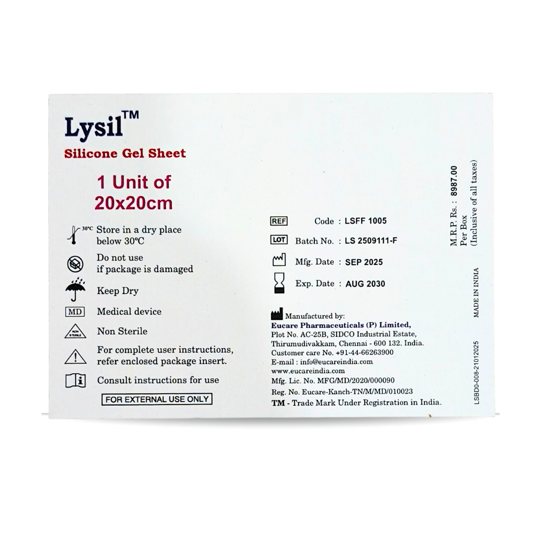 Lysil Silicone Gel Sheet (Fabric reinforced For Scar Treatment)