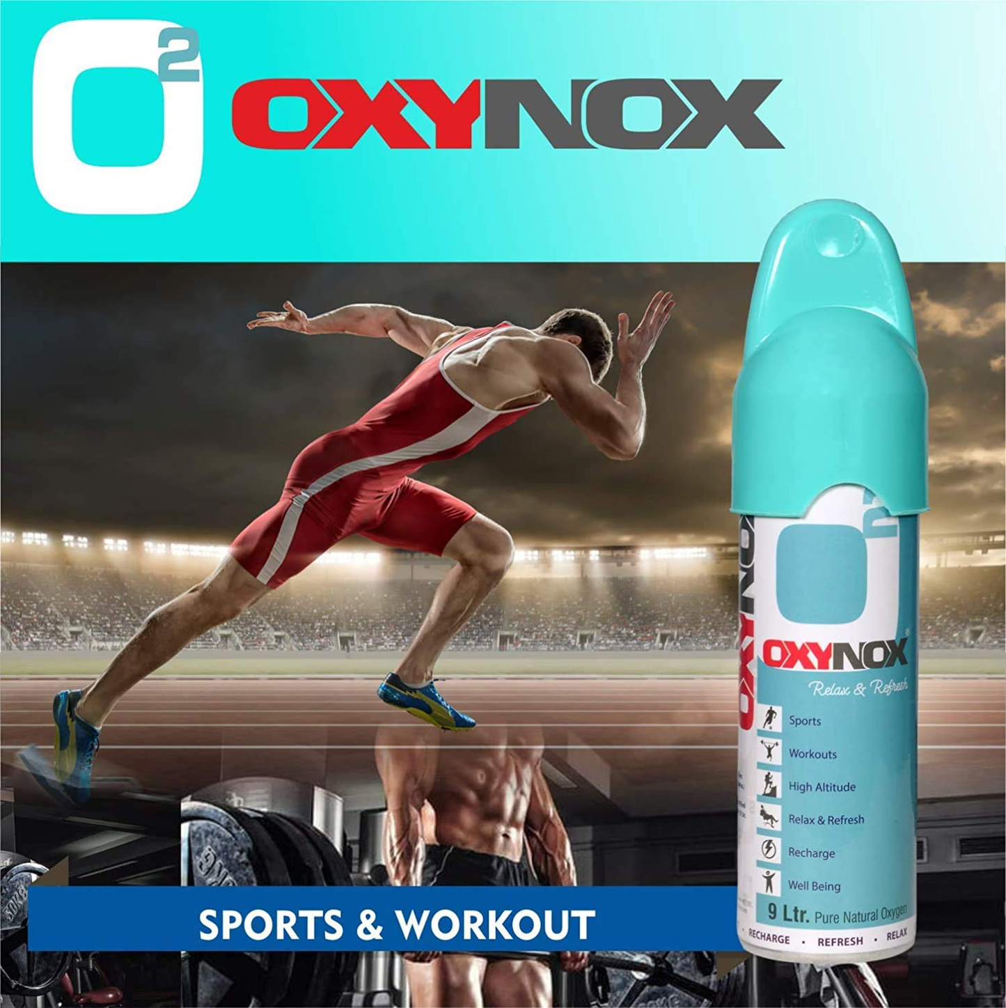 OXYNOX Relax & Refresh 9 Ltr. Pure Natural Oxygen Can | Portable Non-Medicinal Supplemental Oxygen for Energy, Sports & High Altitude | Made in India