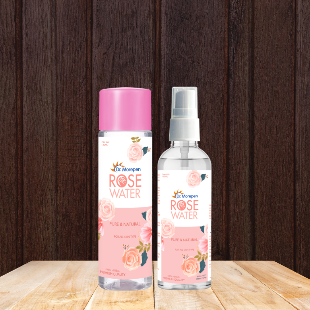Dr. Morepen Rose Water – 100ml Spray | 100% Herbal Face Cleanser & Toner (6 Pcs)