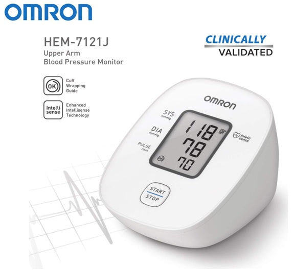 Omron Digital BP Monitor HEM-7121J with Cuff Wrapping Guide and intelliSense Technology