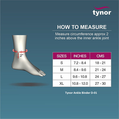 Tynor Ankle Binder, Gray, D-01, 1Pcs