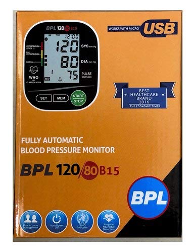 Automatic BP (Blood Pressure) Monitor/Machine with USB Compatibility B15 (Black) BPL