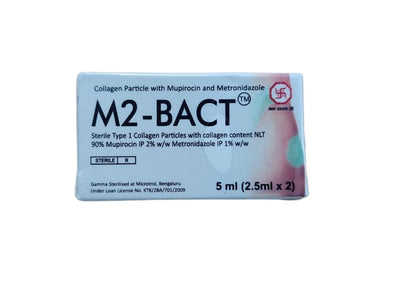 M2-Bact (Collagen Particle With Mupirocin and Metronidazole) For Wound Dressing 5ml (2.5ml x 2)