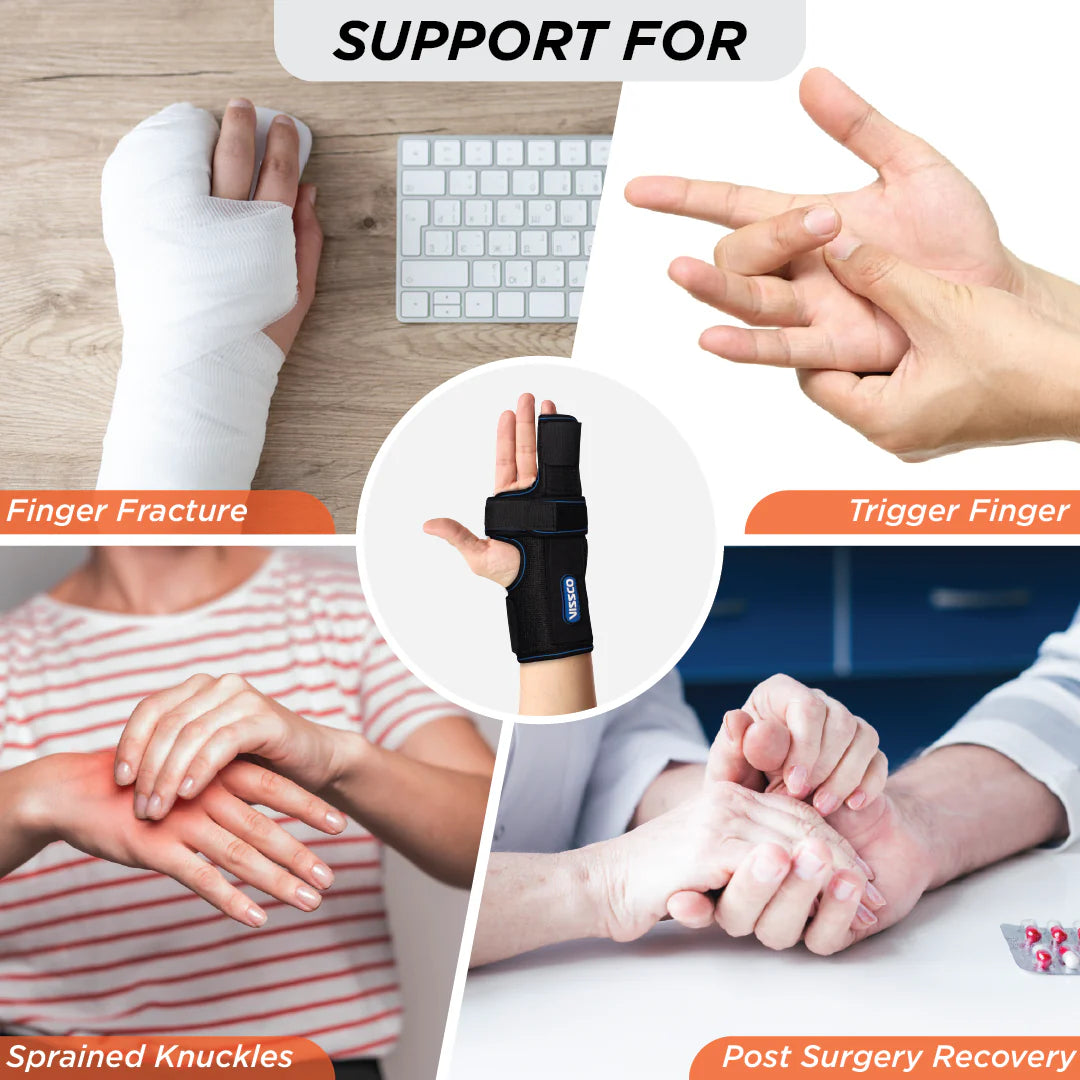 VISSCO Core Boxer's Support Brace 0648 – Finger Immobilization Splint Black