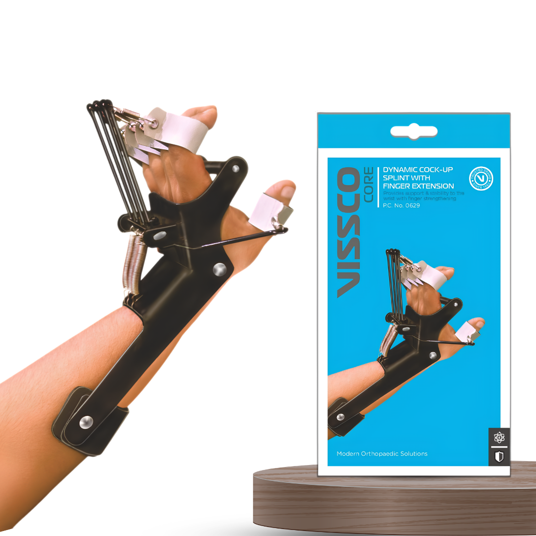 VISSCO Dynamic Cock-Up Splint with Finger Extension 0649 – Wrist & Finger Support for Post-Injury