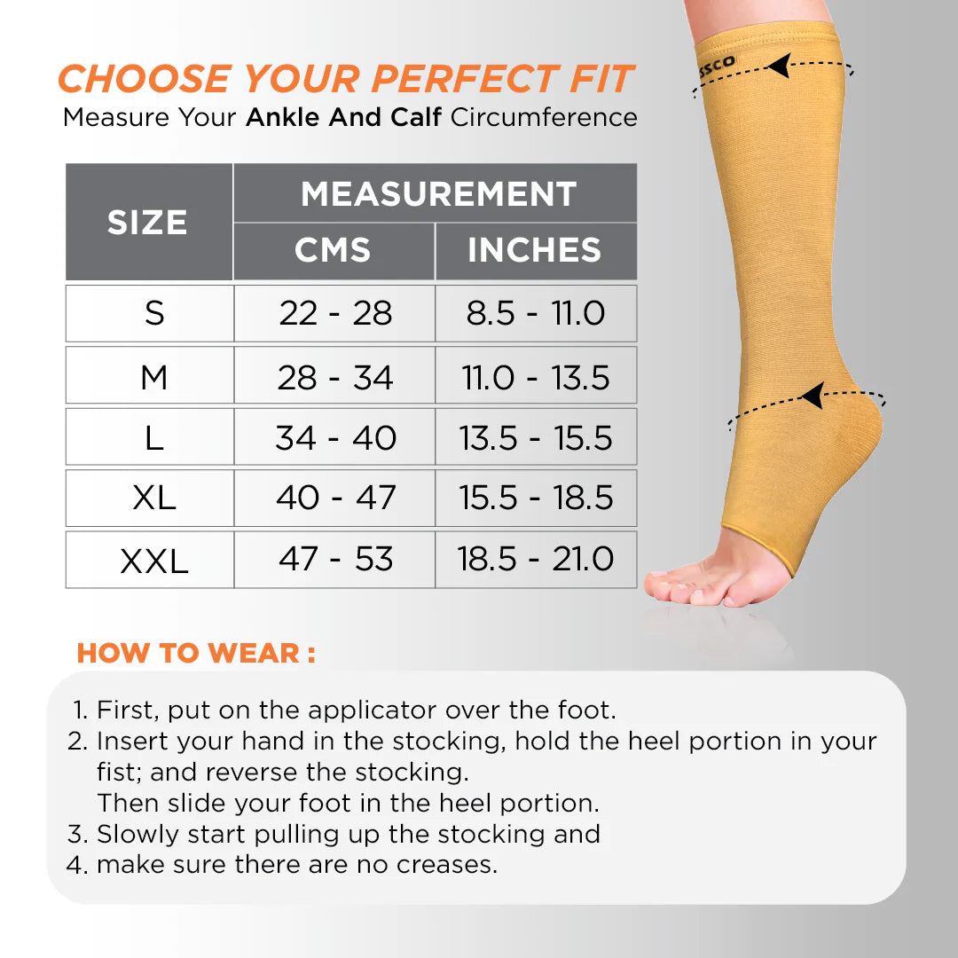 VISSCO Core Medical Compression Stockings (Below Knee) PC 0716 – Varicose Vein & Leg Support Stockings
