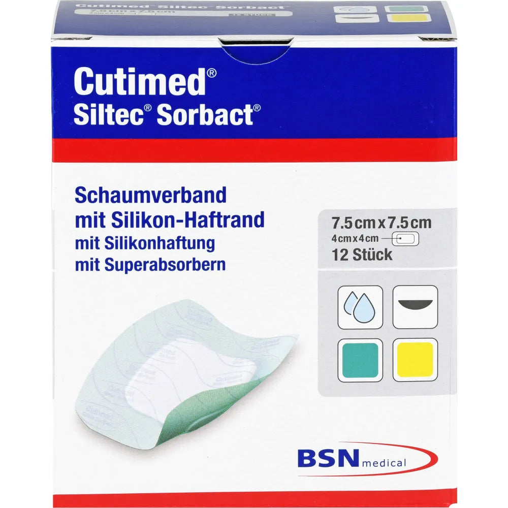 Cutimed Siltec Sorbact 73251 (7.5cm X 7.5cm) 2 Pcs