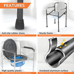 Vissco 0941 Comfort Folding Commode (PC 0941) – Portable & Lightweight Commode Chair for Elderly & Patients