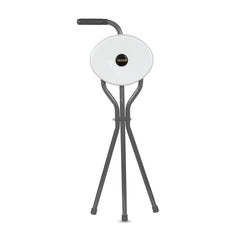 Vissco Avanti Walking Stick with Seat – PC 0944 | L-Shaped Handle, Lightweight, Foldable, Durable Rubber Shoe (Grey)