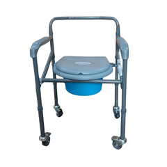 Vissco Comfort Folding Commode with Wheels (PC 0941C) – Portable & Movable Commode Chair for Elderly & Patients