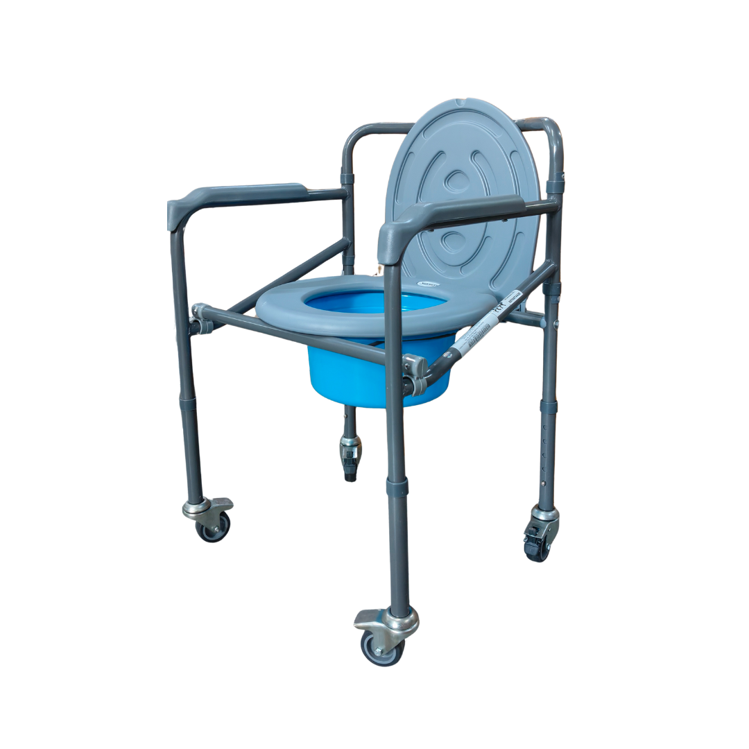 Vissco Comfort Folding Commode with Wheels (PC 0941C) – Portable & Movable Commode Chair for Elderly & Patients