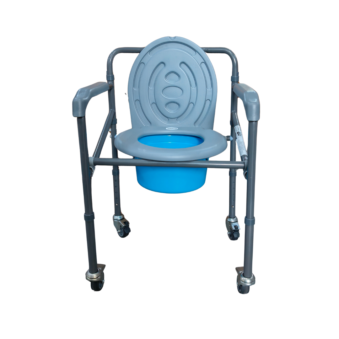 Vissco Comfort Folding Commode with Wheels (PC 0941C) – Portable & Movable Commode Chair for Elderly & Patients