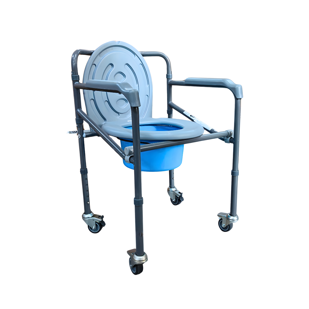 Vissco Comfort Folding Commode with Wheels (PC 0941C) – Portable & Movable Commode Chair for Elderly & Patients