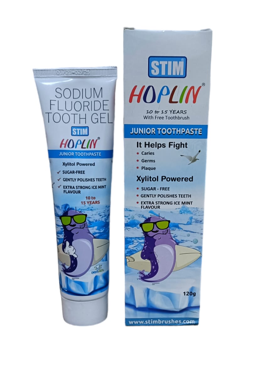 Stim Hoplin Junior Toothpaste for 10 to 15 Years with Free Brush – 120 ...