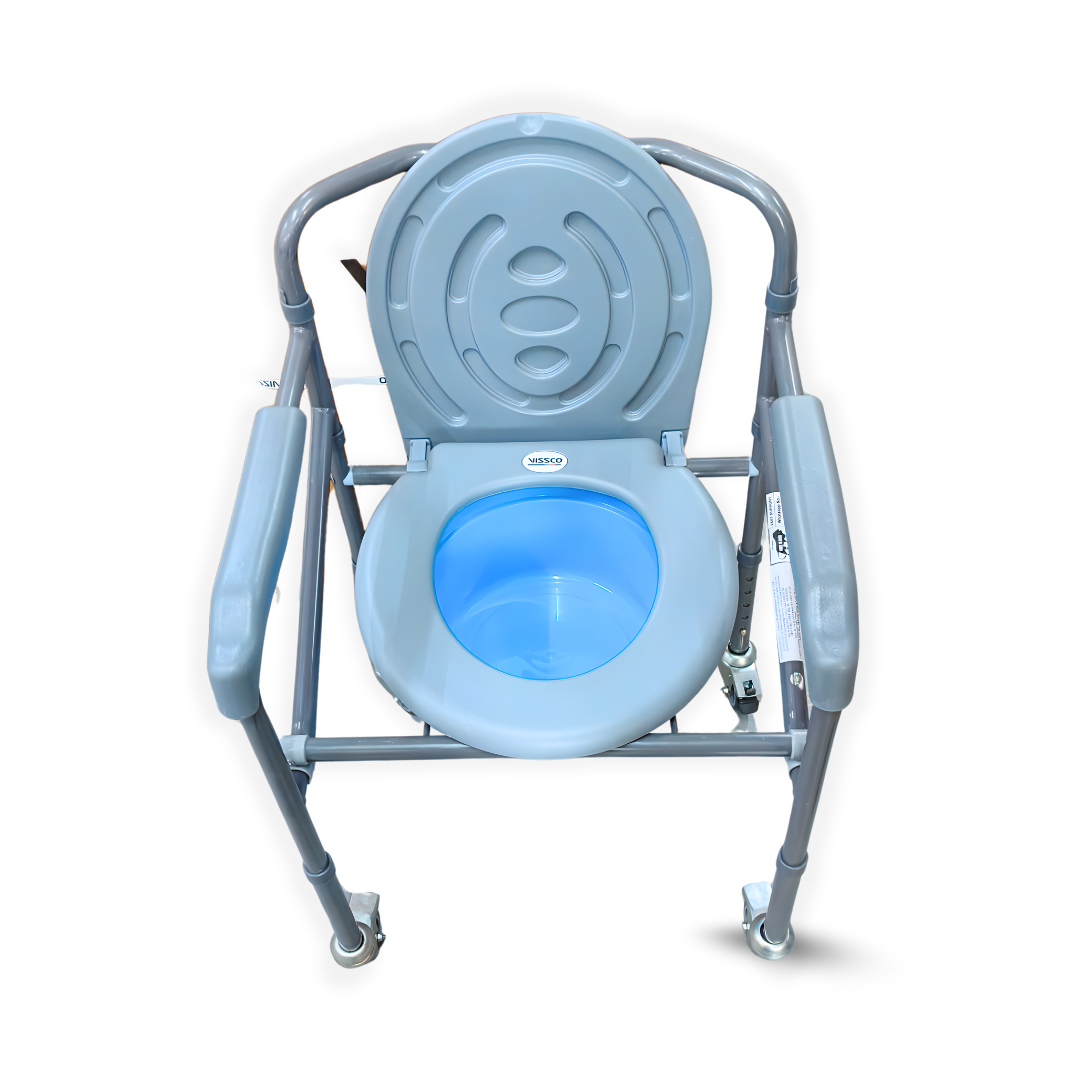 Vissco Comfort Folding Commode with Wheels (PC 0941C) – Portable & Movable Commode Chair for Elderly & Patients