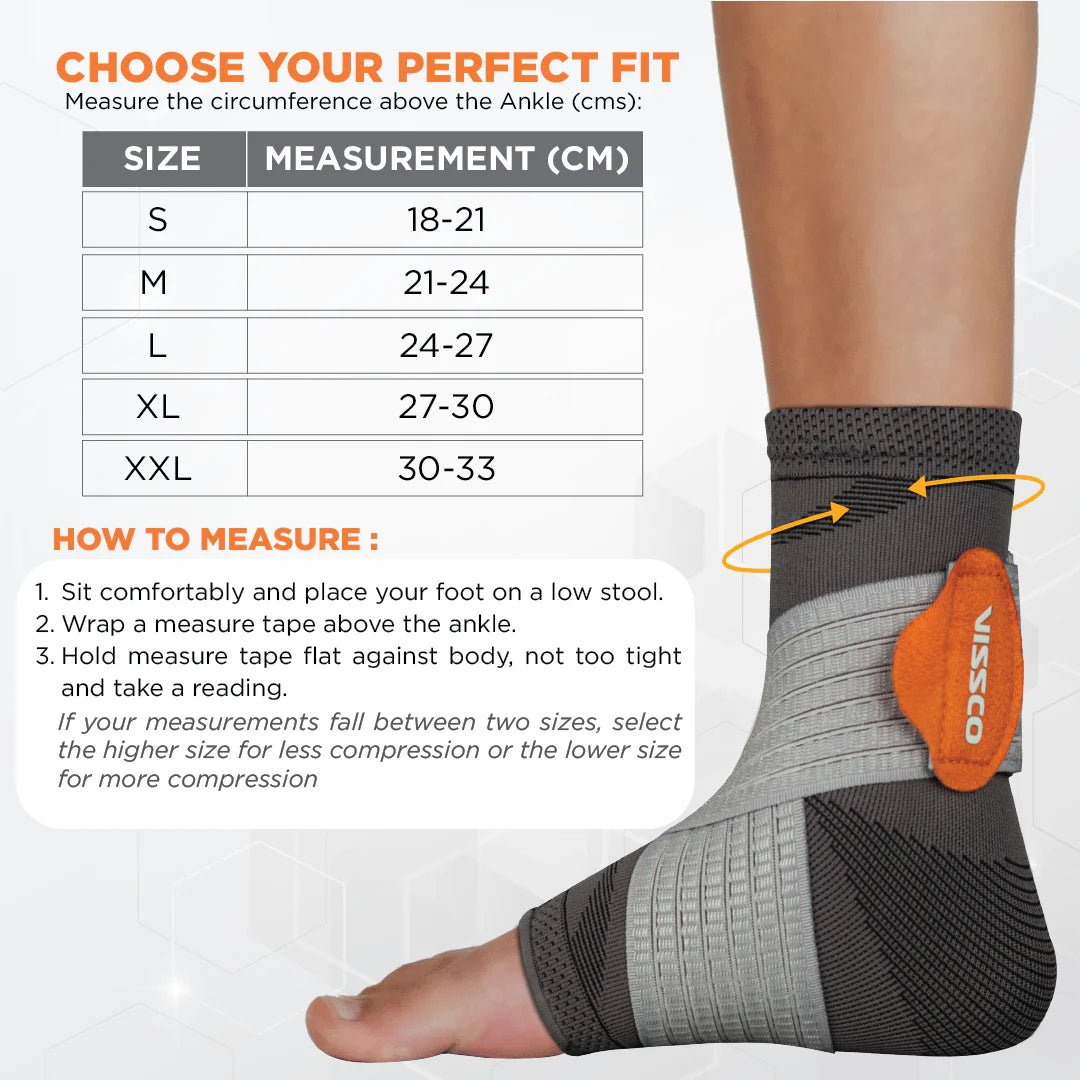 Vissco ANKLER (PC 2708) – 3D Compression Ankle Support for Sprain, Swelling & Injury Recovery