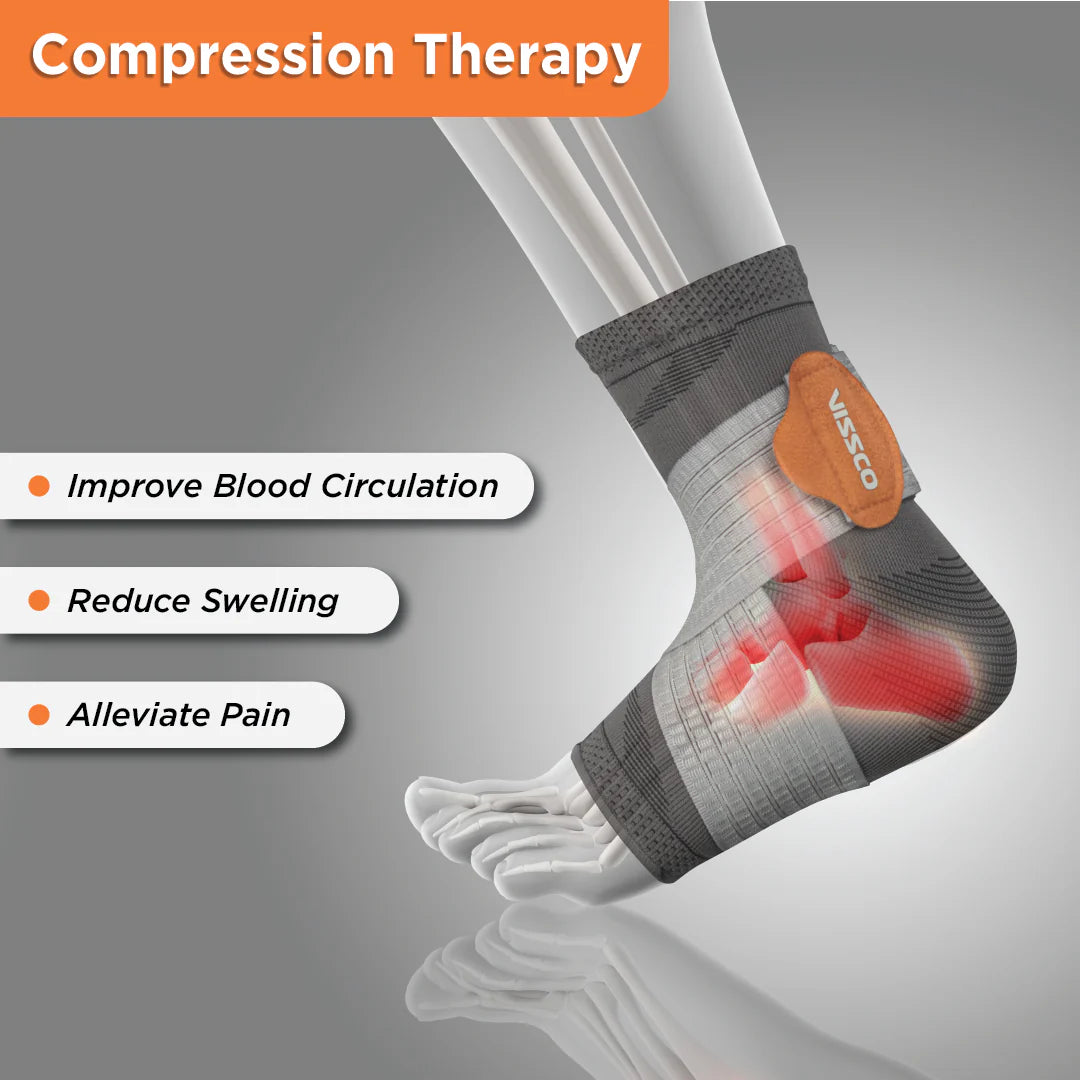 Vissco ANKLER (PC 2708) – 3D Compression Ankle Support for Sprain, Swelling & Injury Recovery