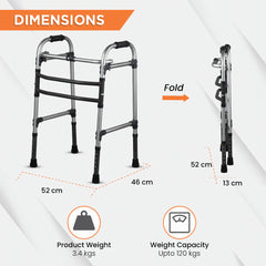 Vissco Max Walker PC 2901 – Height Adjustable Foldable Walker for Elderly & Patients | Universal Size