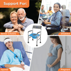 VISSCO Comfort Foldable Commode Shower Chair (PC 2996) – Multipurpose Bathroom Safety Chair for Elderly & Patients