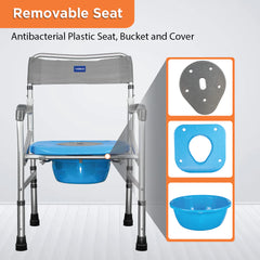 VISSCO Comfort Foldable Commode Shower Chair (PC 2996) – Multipurpose Bathroom Safety Chair for Elderly & Patients