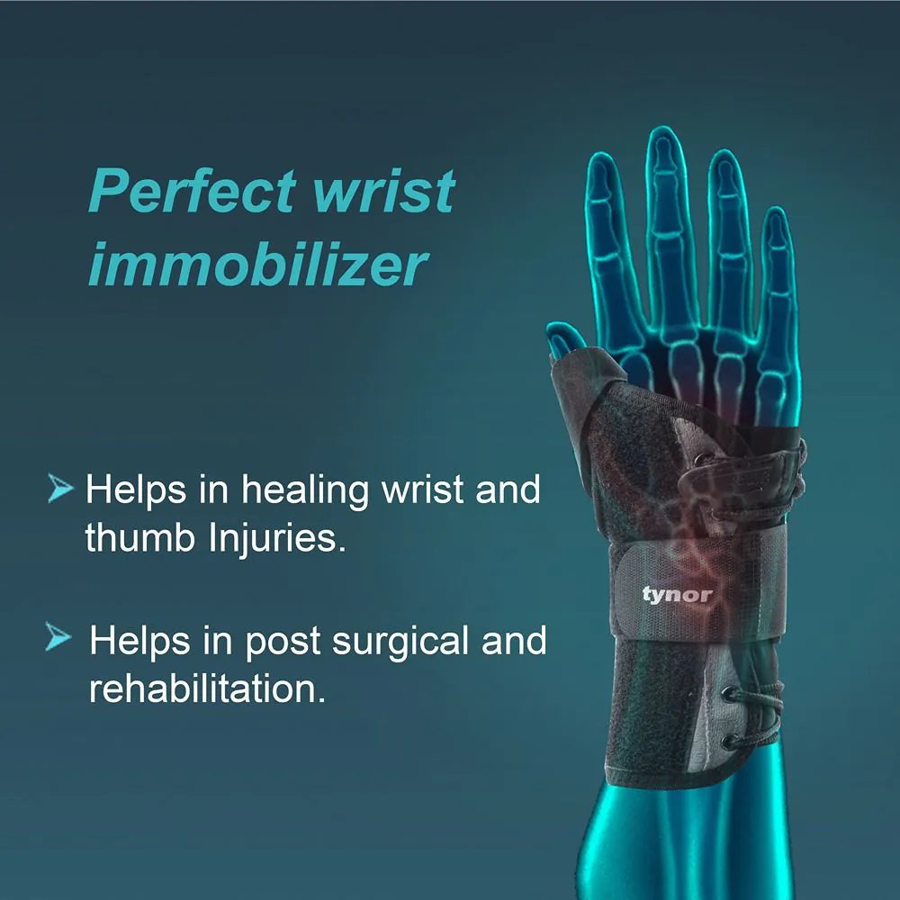 Tynor Wrist Splint with Thumb – Adjustable Support for Wrist & Thumb Immobilization