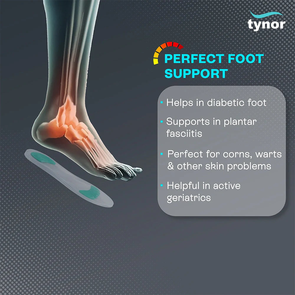 Tynor Insole Full Silicone K-01 – Premium Silicone Shoe Insoles for Foot Comfort, Heel Cushioning &Shock Absorption | Pair | Sizes S–XL