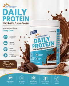 Dr. Morepen Daily Protein Powder – Chocolate | Probiotics for Gut & Muscle | Pack of 2 Jars