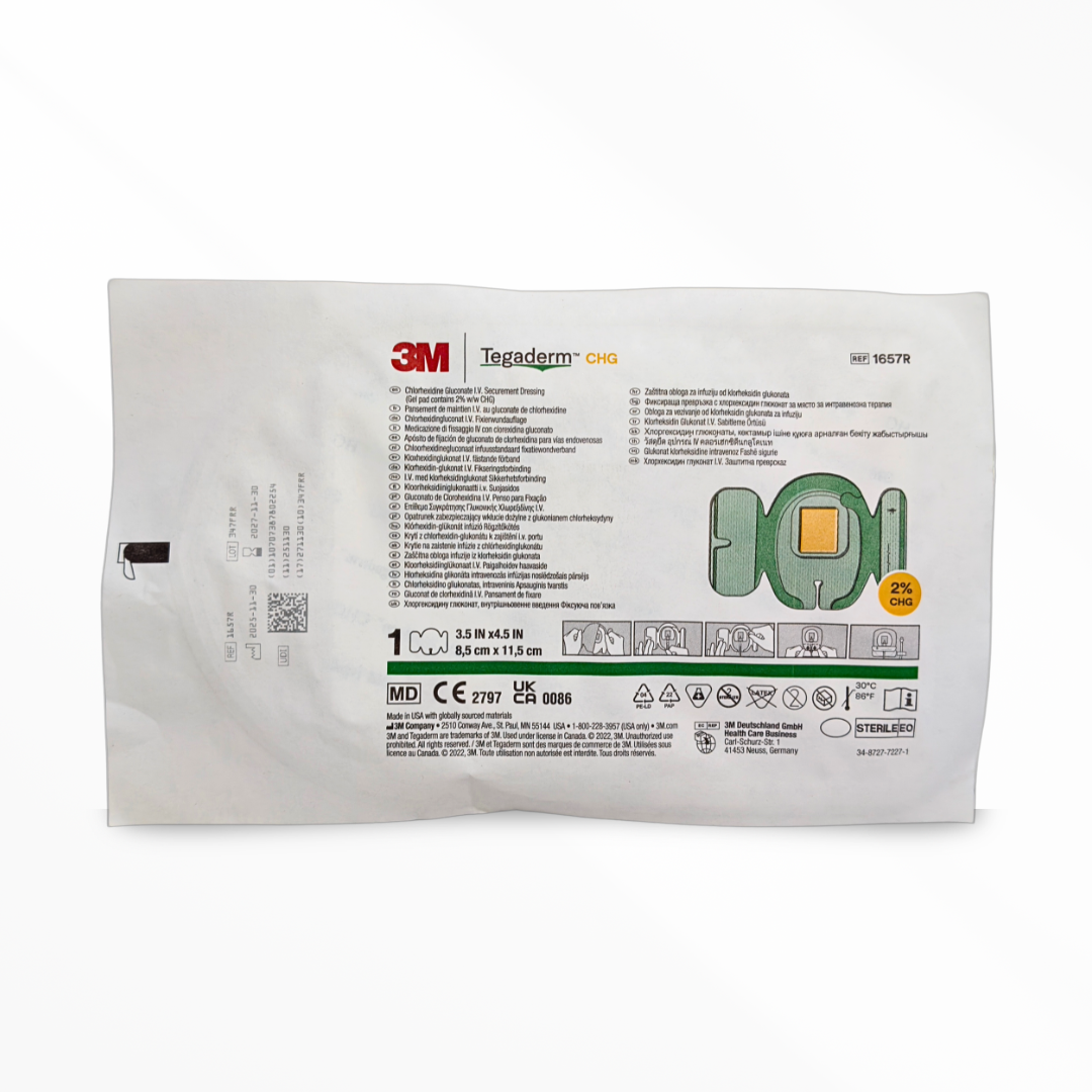 3M Tegaderm CHG Dressing 1657R – Antimicrobial IV Securement with 2% CHG | 8.5x11.5cm