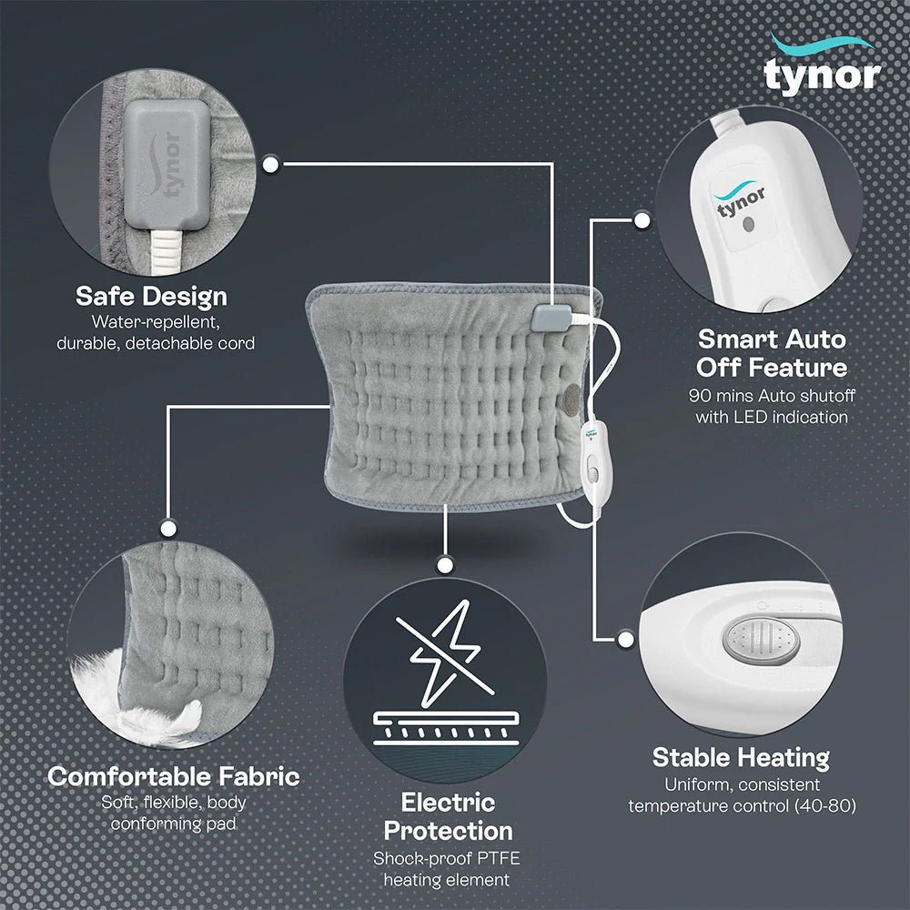 Tynor Heating Pad Ortho | 3 Temperature Modes | Electric Heating Pad for Back, Neck & Muscle Pain Relief