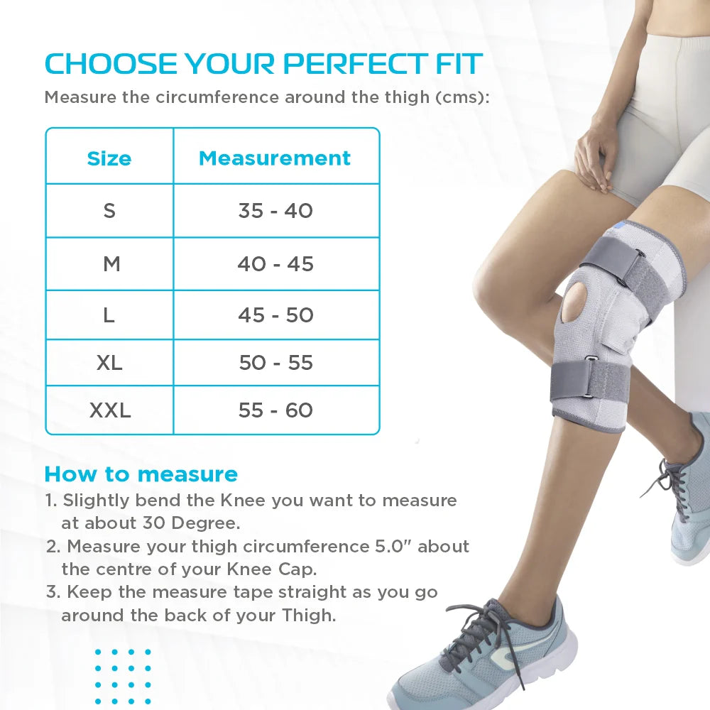 Vissco Elastic Hinged Knee Brace with Open Patella – Moderate Support for ACL, Meniscus & Post-Surgery