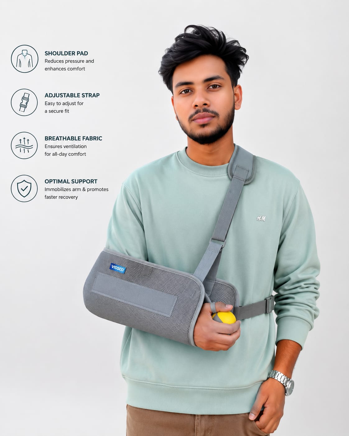 VISSCO Shoulder Abduction Support 0815 – with Pillow & Foam Ball | Shoulder Immobilizer