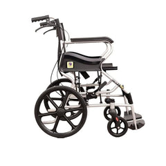Karma Ryder 1 Pro Manual Wheelchair – Mild Steel | Foldable, Lightweight, Travel-Friendly (Silver-Black)
