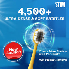 STIM Plus Ultra Dense Toothbrush – Pack of 3 | 4500+ Bristles for Max Plaque Removal