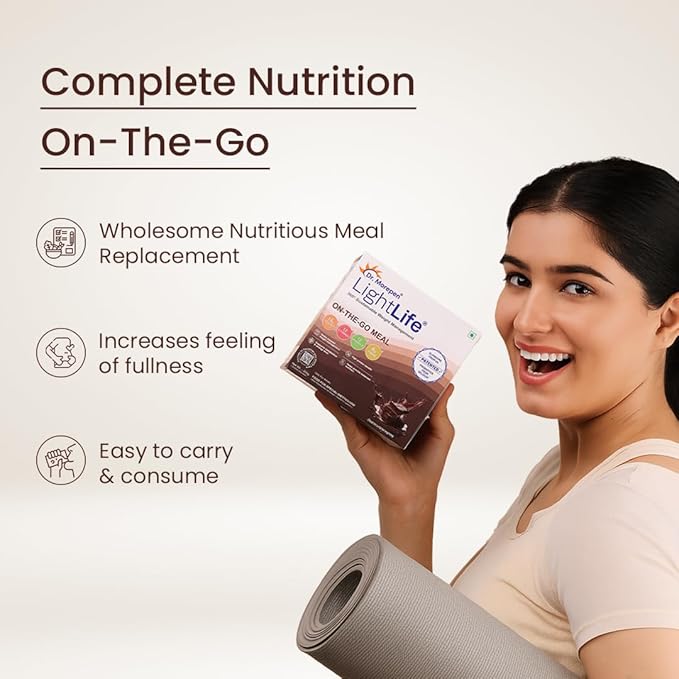 Dr. Morepen LightLife® On-The-Go Meal – Chocolate (300g) Complete Meal Replacement | Slimbiome® | High Protein | Weight Management Formula