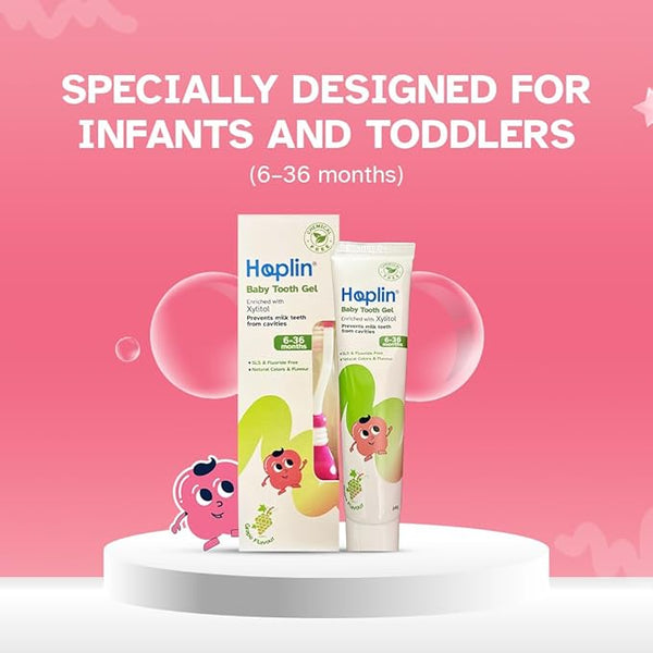 Hoplin Baby Tooth Gel – Grape Flavour – Pack (80g Each) | 6 to 36 Months | Fluoride-Free & Safe if Swallowed