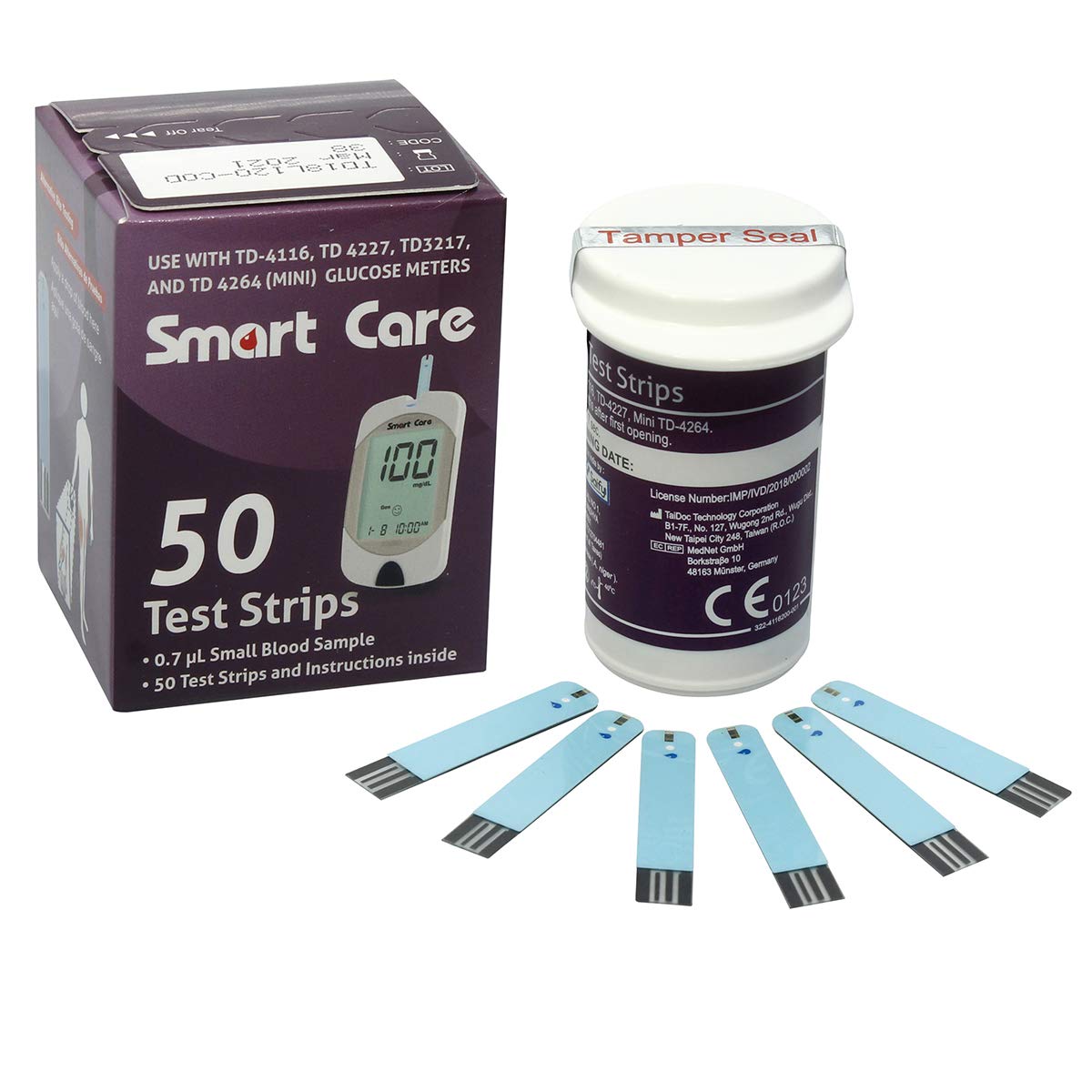 SMARTCARE Blood Glucose Test Strips – 50 Strips | Accurate Diabetes Monitoring Strips for SMARTCARE Glucometer