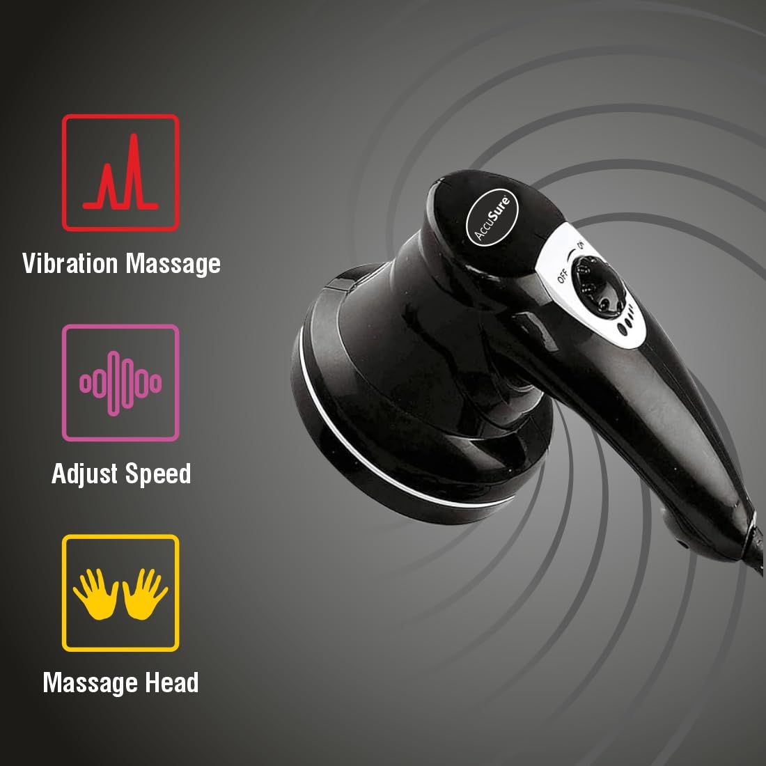 ACCUSURE Body Massager MG-01 – Electric Muscle Massager | 2 Massage Heads