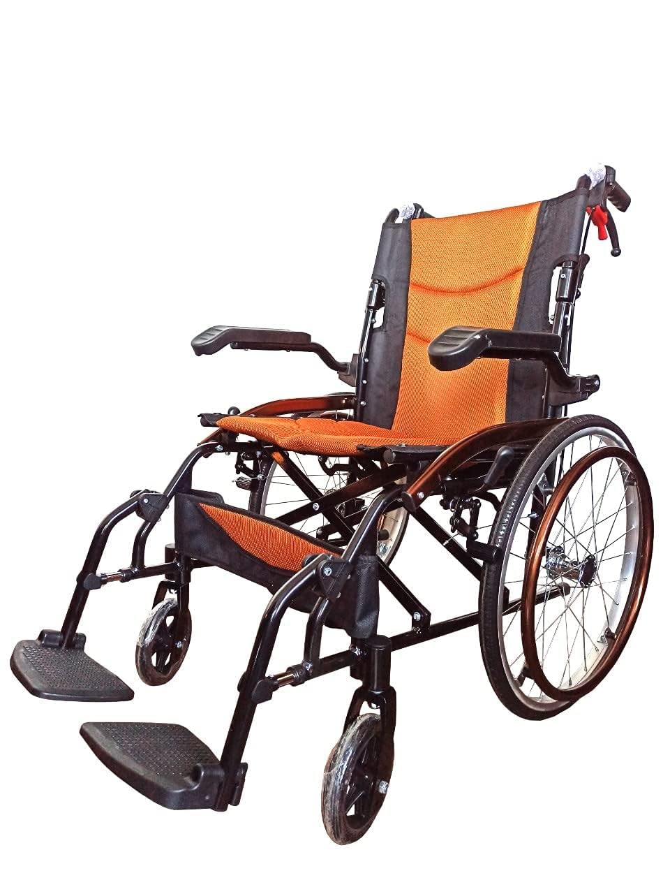 Karma Ryder 13 AWC-AR FR Aluminium Wheelchair | Lightweight Foldable Manual Wheelchair | Flip-Back Armrests & Footrests | Attendant Brake | Travel-Friendly Design | High-Grade Aluminum Frame | Compact Mobility for Elderly & Disabled
