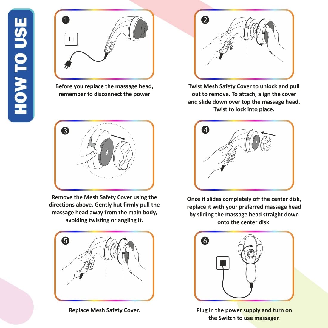 Accusure Handheld Full Body Electrical 4 Head Massager PL-604B