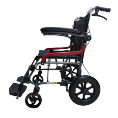 Karma Ryder 6 MWC-AR FR-F12 Lightweight Manual Wheelchair – Black & Red | Foldable, Compact, Adjustable Footrest