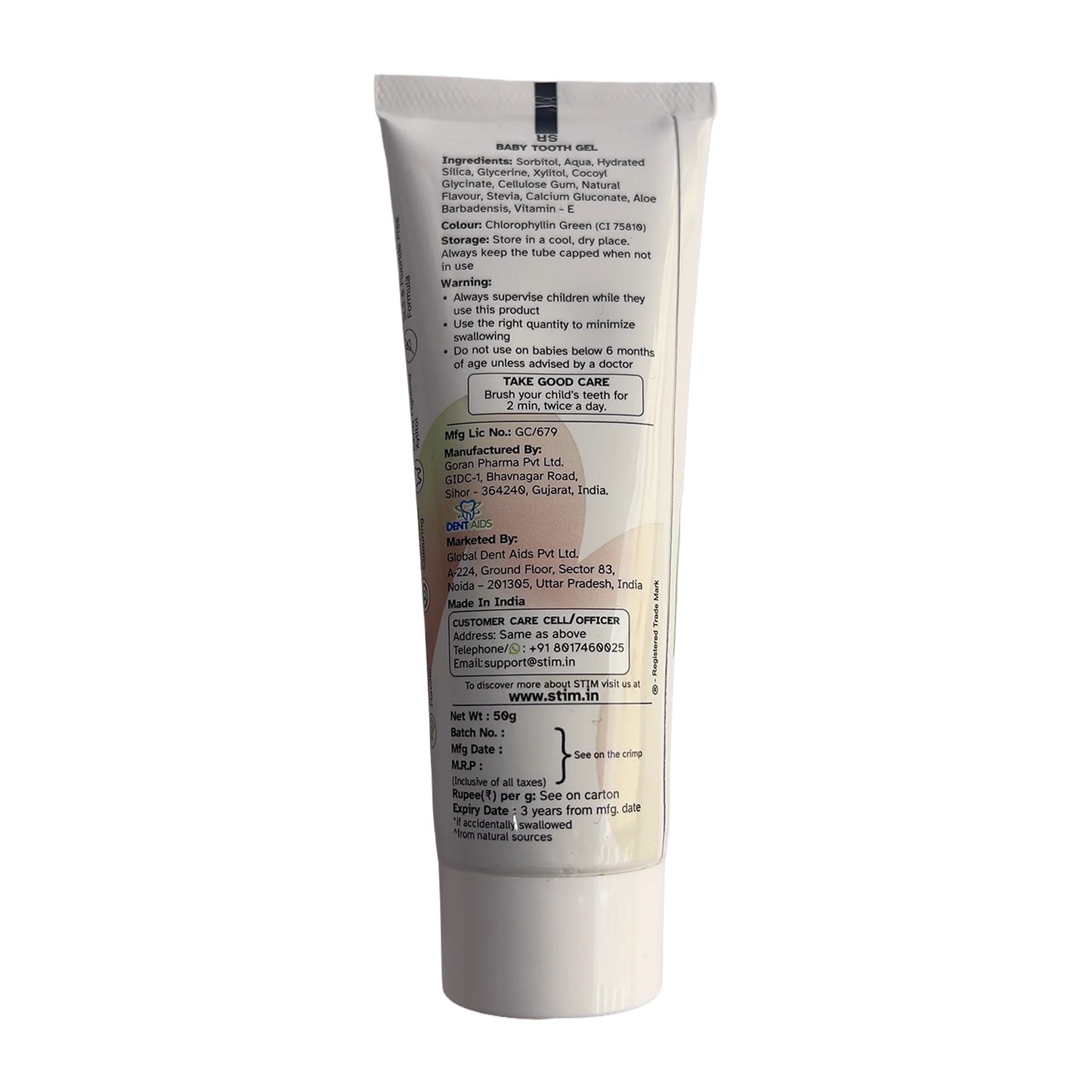 STIM Junior Hoplin Baby Tooth Gel (50g) + Brush Combo – Fluoride Free | 6-36 Months