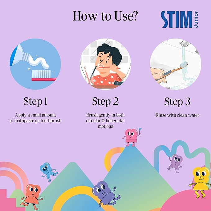 STIM Hoppy Junior Toothbrush for 10–15 Years | Soft Bristles | Pack of 3