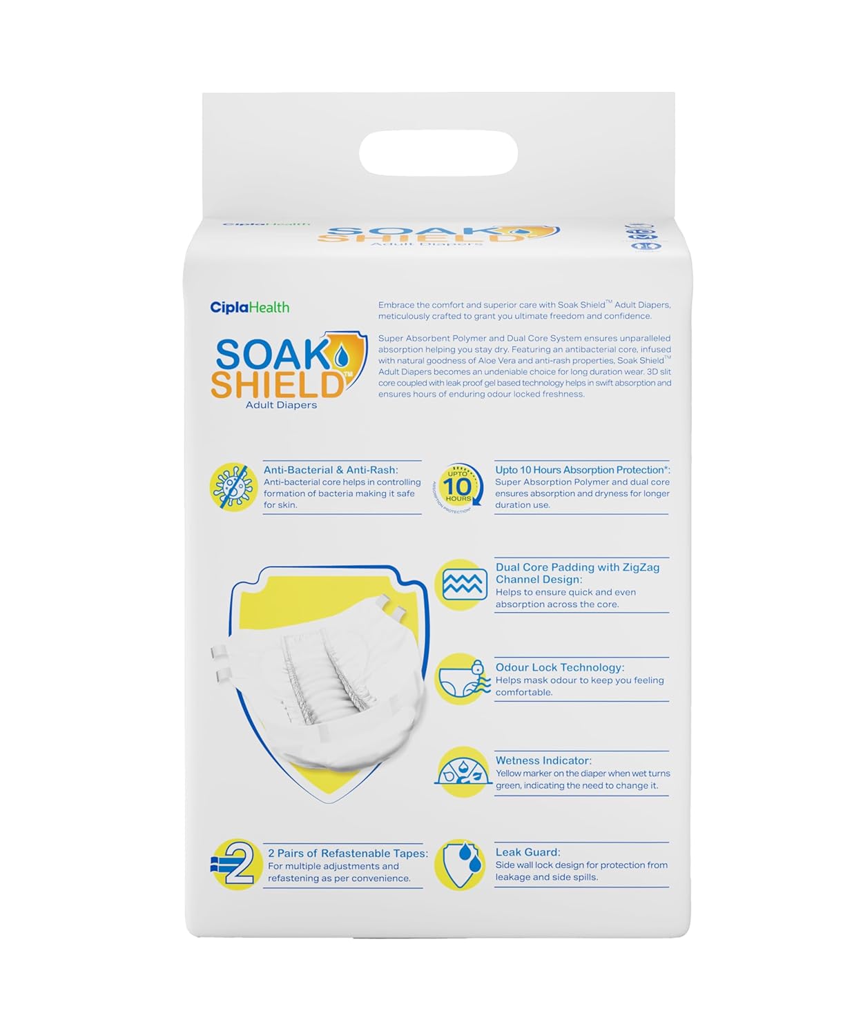 CIPLA Soak Shield Adult Diaper (10 pcs)